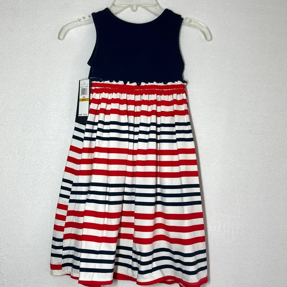 Tommy Hilfiger Toddler Dress 3T Red White Blue Patriotic  Stripes Sleeveless New - Picture 3 of 5
